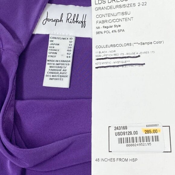 NEW JOSEPH RIBKOFF  Bodycon Midi Dress – Size 10 – Mystic Purple – Jewel Neck - Picture 3 of 11